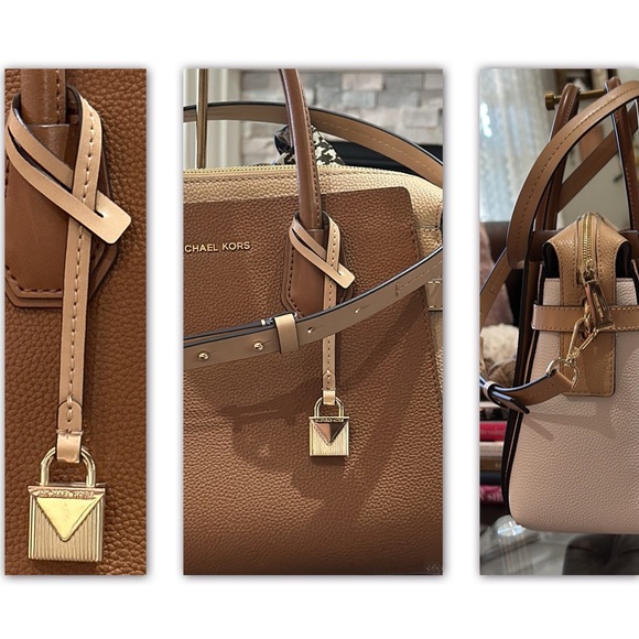 Authentic Michael Kors Mercer Tri-Color Pebbled Leather Satchel, PRISTINE! - Picture 12 of 16